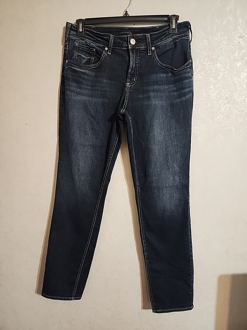 Silver Jeans Co Boyfriend Womens sz Waist 33" Inseam 31" Blue Embroider Pockets